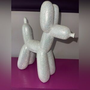 Silver Glitter Balloon Dog Art Decor